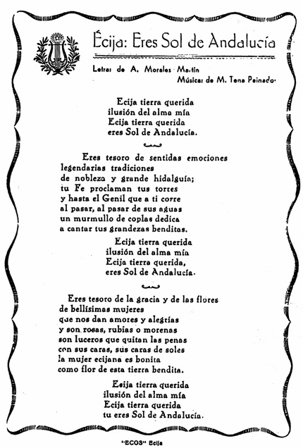 documento de la letra del himno de Écija