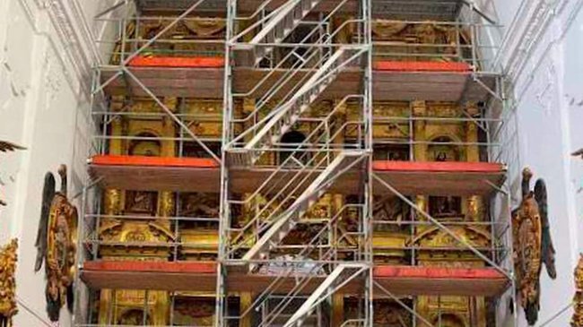 restauración del retablo mayor de la iglesia de la Merced