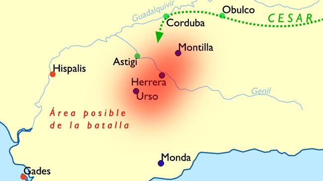 mapa Batalla de Munda y el Campus Mundensis