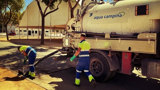 limpieza del alcantarillado del recinto ferial